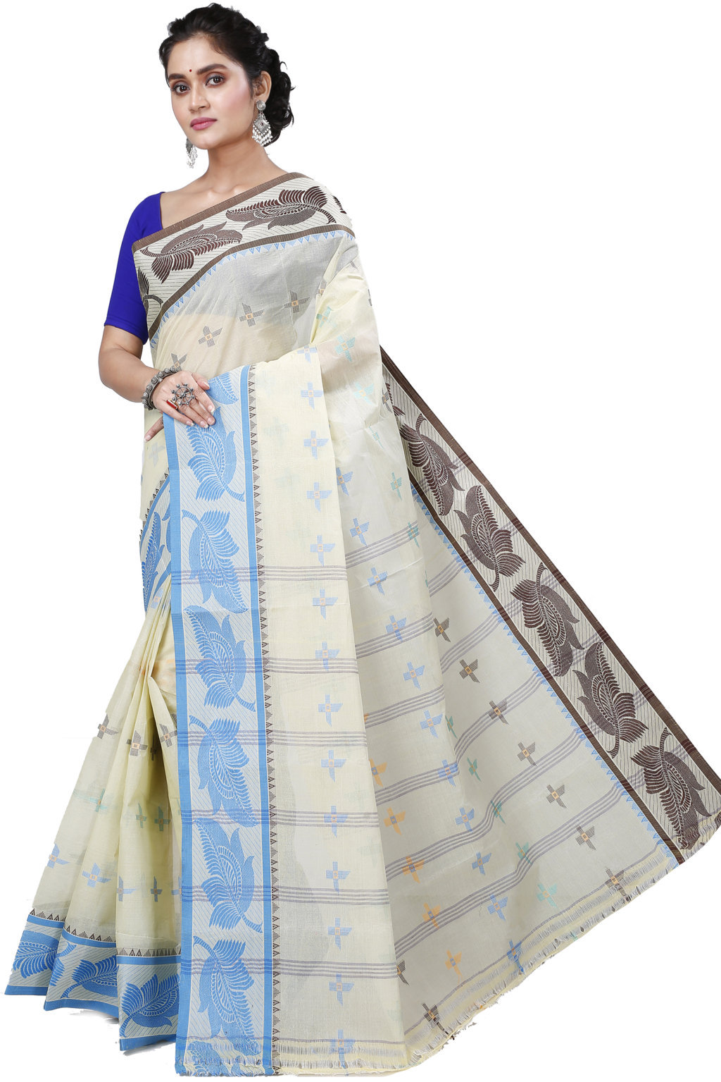 Gray Shade Pure Cotton Rowan Tant Saree (975)